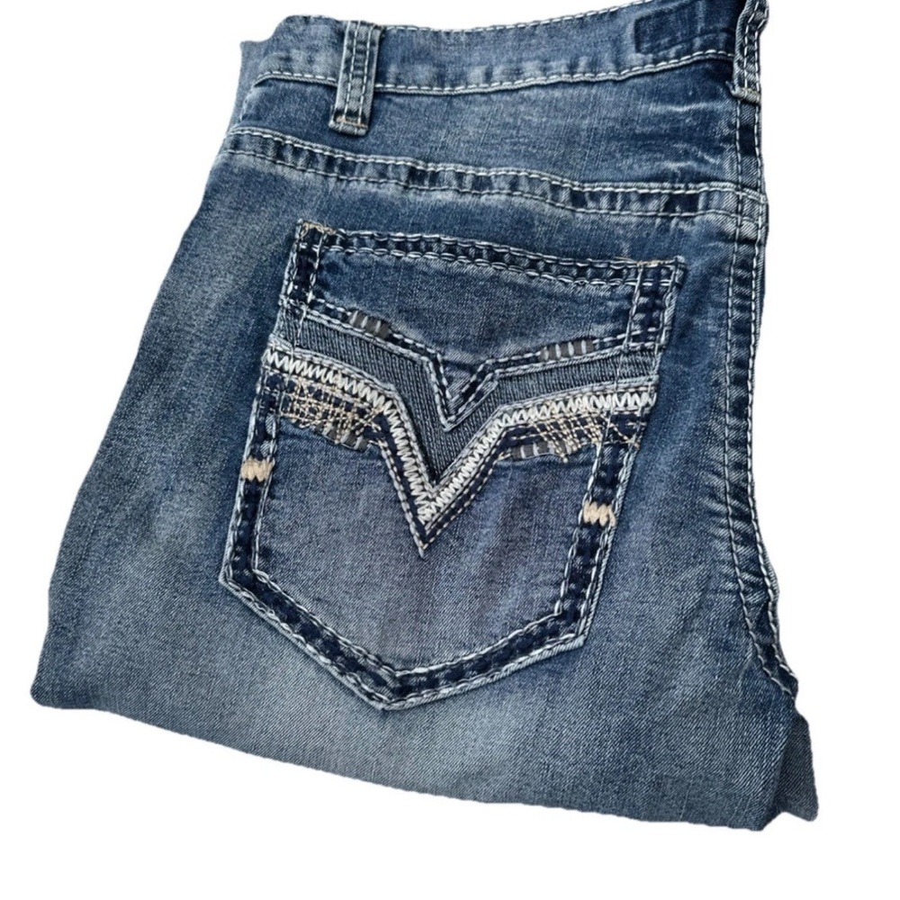 True Luck Men Classic Stretch Bootcut Blue Denim Jeans Size 36x30